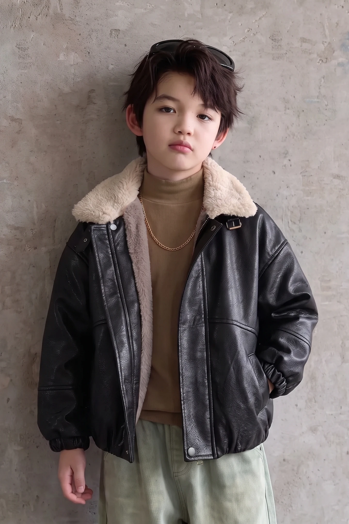 Boys Faux Leather Bomber Jacket Warm Winter Casual Outerwear with Fleece Lining Trendy New Design Windproof Coat