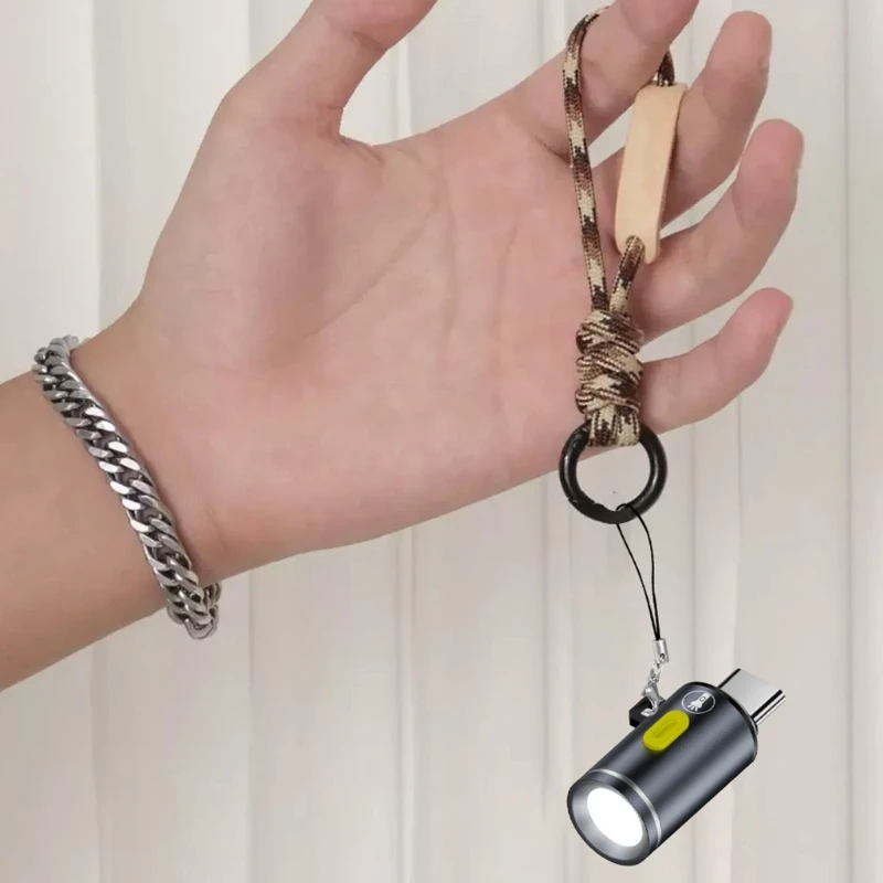 Mini linterna LED de alto brillo alimentada por conectores tipo C, antorchas de luz LED pequeñas para uso en viajes, linterna