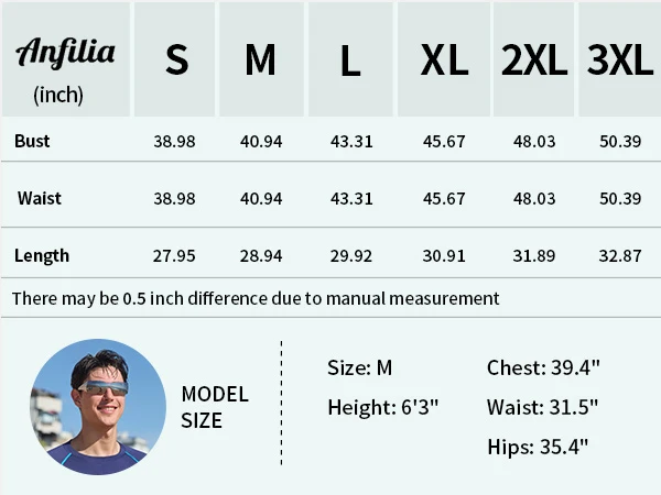 Anfilia Mens UPF 50+ Long Sleeve Rash Vest Quick Dry Rash Guards Surfing Swim Shirt