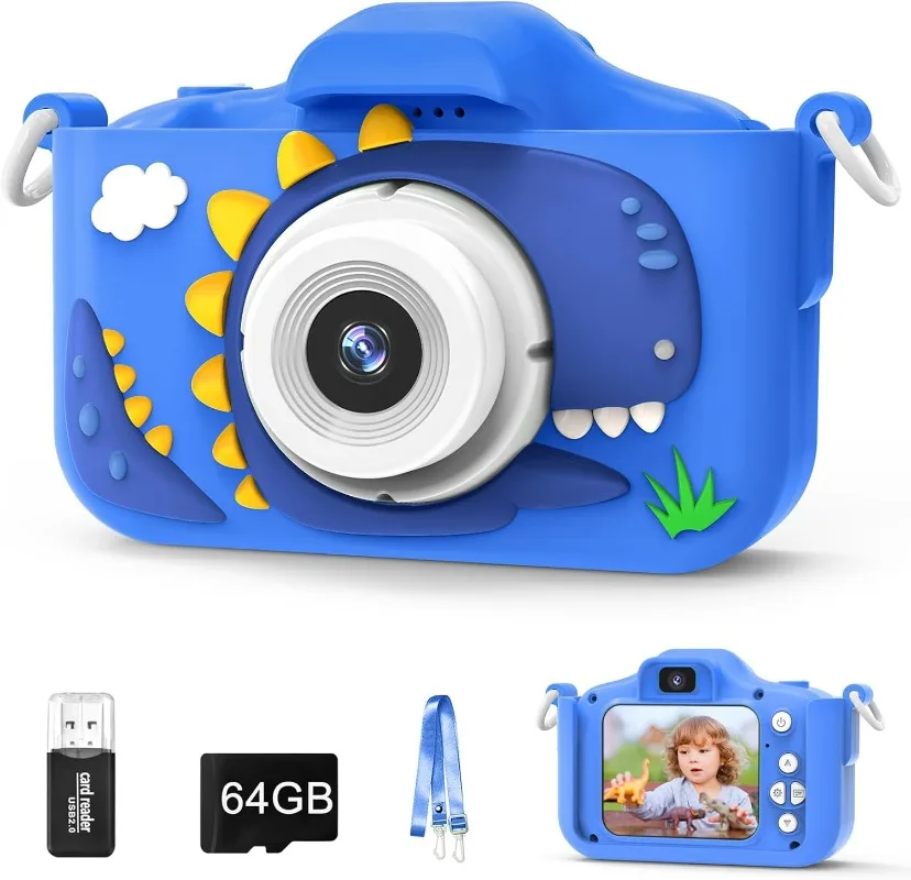 

Kids' 48MP Dual Lens 1080P Camera for Girls & Boys (3-8 Years), with 64GB SD Card - Perfect for Selfies, Videos & Gifts