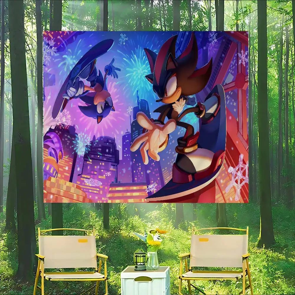 Cartoon S-Sonics Printed Large Flag Art Science Fiction Room Home Decor Decor Banner