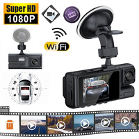 1080P Car Dash Cam 3 Channel Front Rear and Inside with WiFi DVR Driving Recorder Loop Recording 24H Parking Monitor G-Sensor