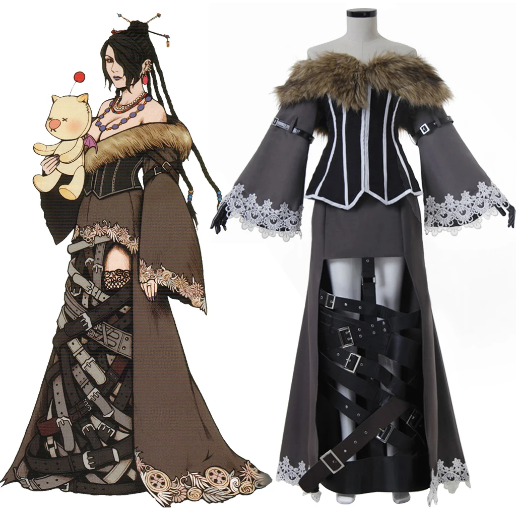 FF10 Lulu Cosplay FFX Game Costume Adult Women Gorgeous Retro Off Shoulder Dress Suit Halloween Party Ball Gown