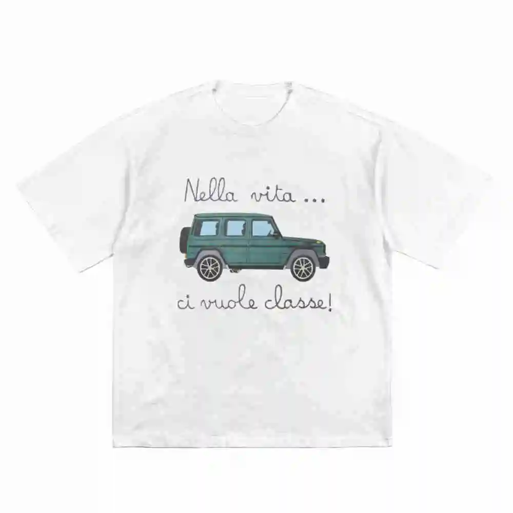 Arnott Vintage Car Italian Text Nella Vita Ci Vuole Class Short Sleeve Tee 100% Cotton T-Shirt