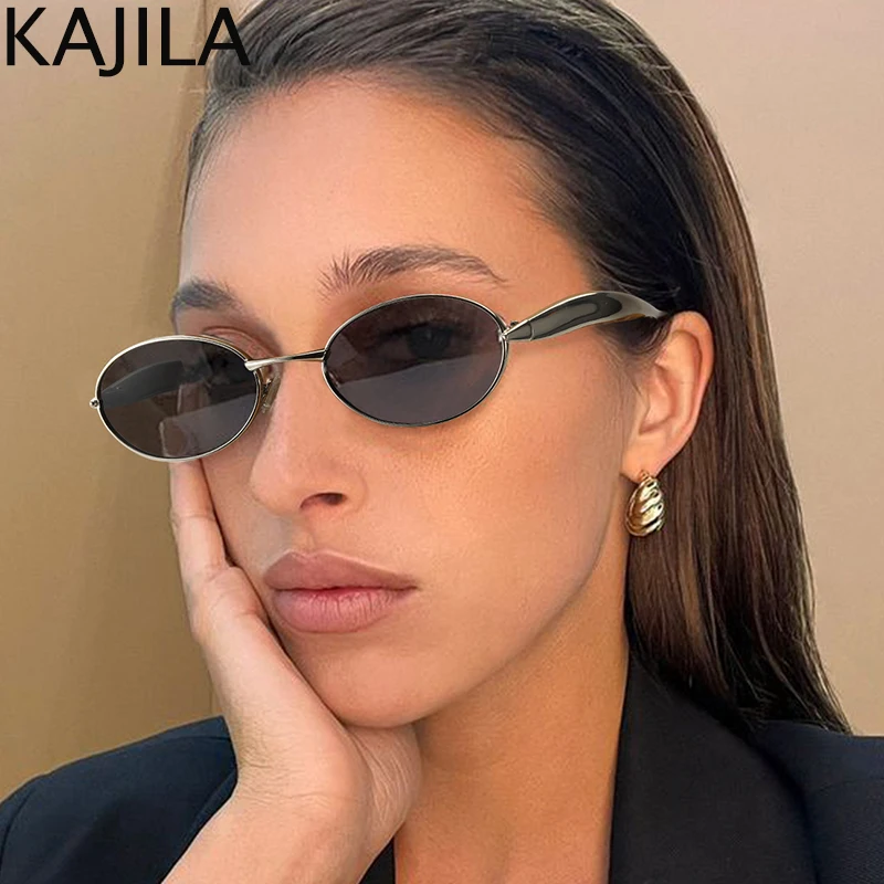 خمر إطار صغير البيضاوي فاسق النظارات الشمسية النساء 2025 العلامة التجارية الفاخرة نظارات شمسية معدنية للسيدات موضة ريترو نظارات ظلال UV400 #1