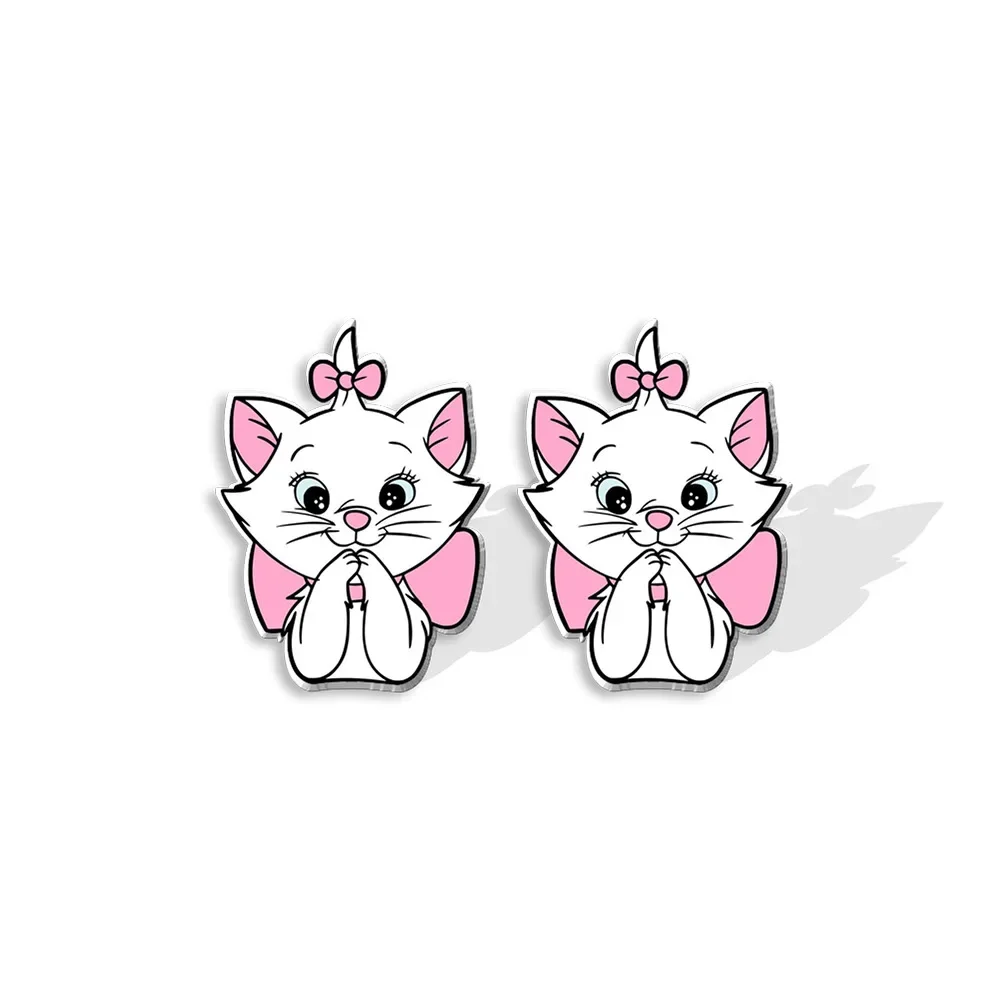 Disney Trend Stud Earring for Women Marie Anime Jewelry Accessories Cartoon Mary Cat Earrings Girls Kids Birthday Christmas Gift