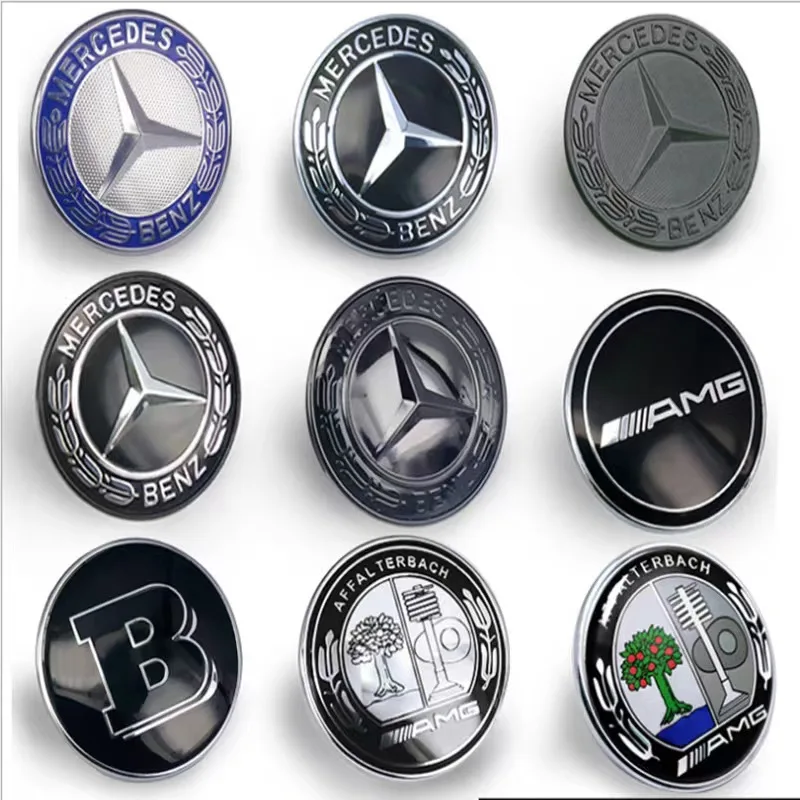 57mm Star Flat Hood Bonnet Logo For Mercedes Benz W204 W124 W201 W202 W212 W220 W205 Emblem Badge stickers automobile Accessorie