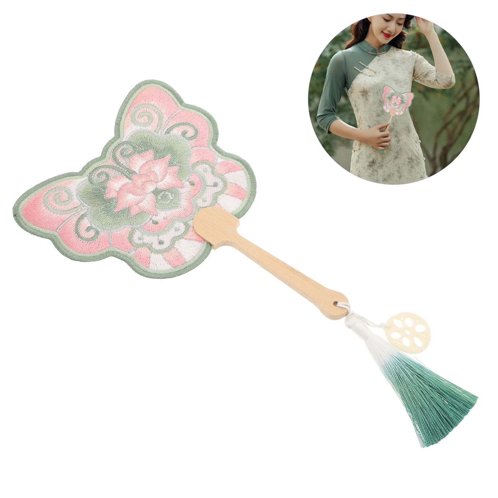 

Artistic Lotus Design Handheld Fan Exquisite Craftsmanship Portable for Cultural Events and Office Decor Traditional Round Fan
