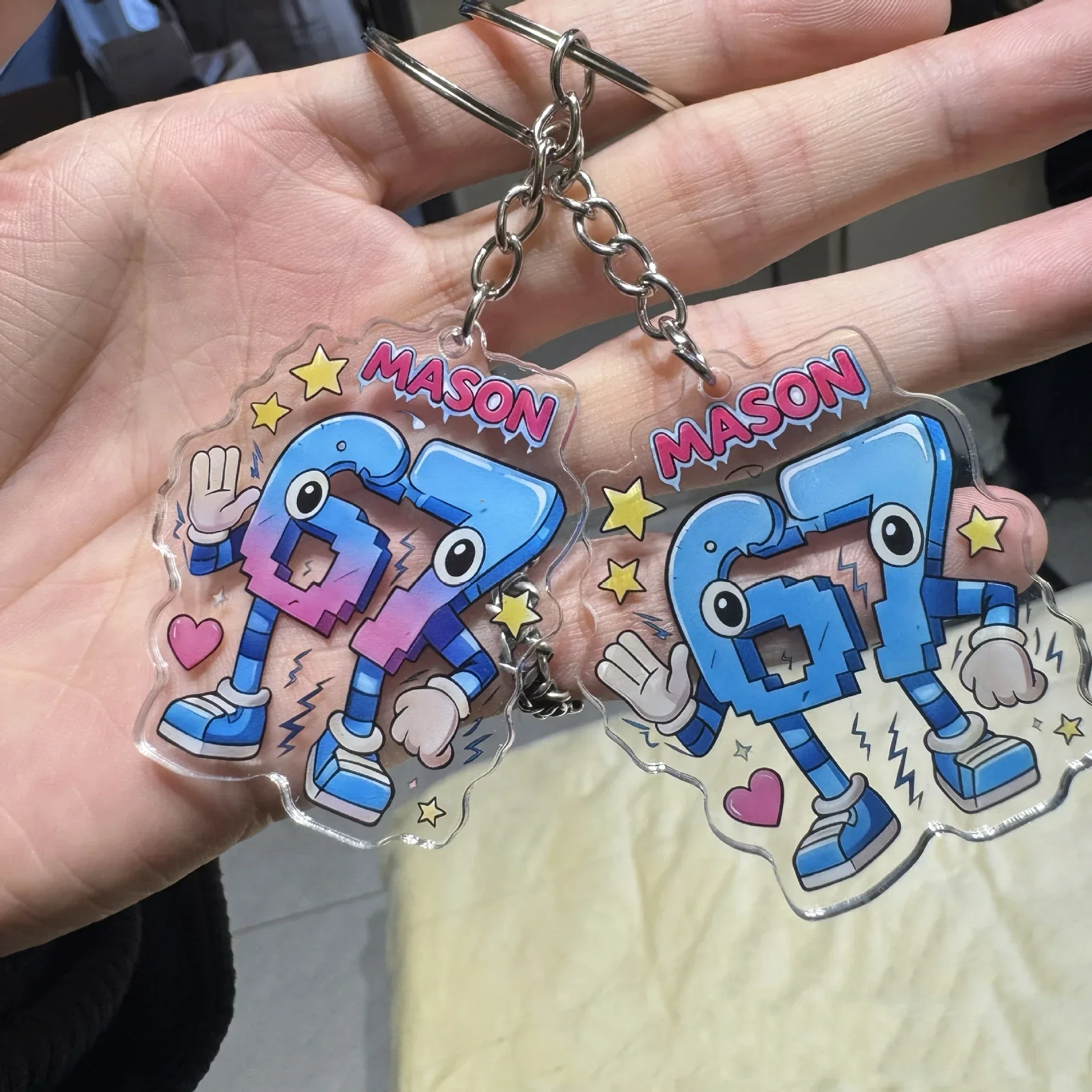 New Cartoon Acrylic Creative Keyring Cartoon Steal A Brainrot Flat Keychain with 