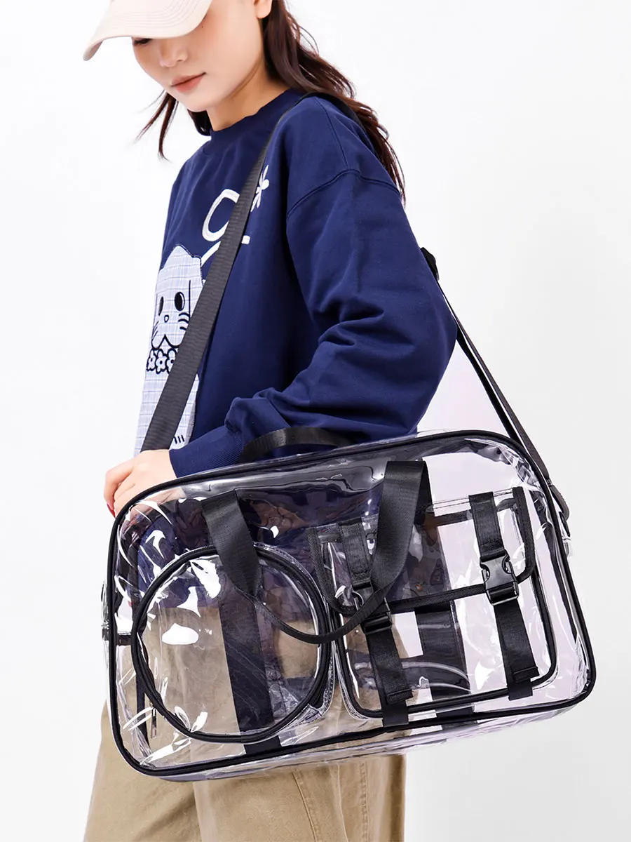 ファッショナブルなカジュアル-pvc-トラベルバッグ女性の大容量防水ショルダーバッグ手持ちフィットネス収納バッグ荷物バッグ