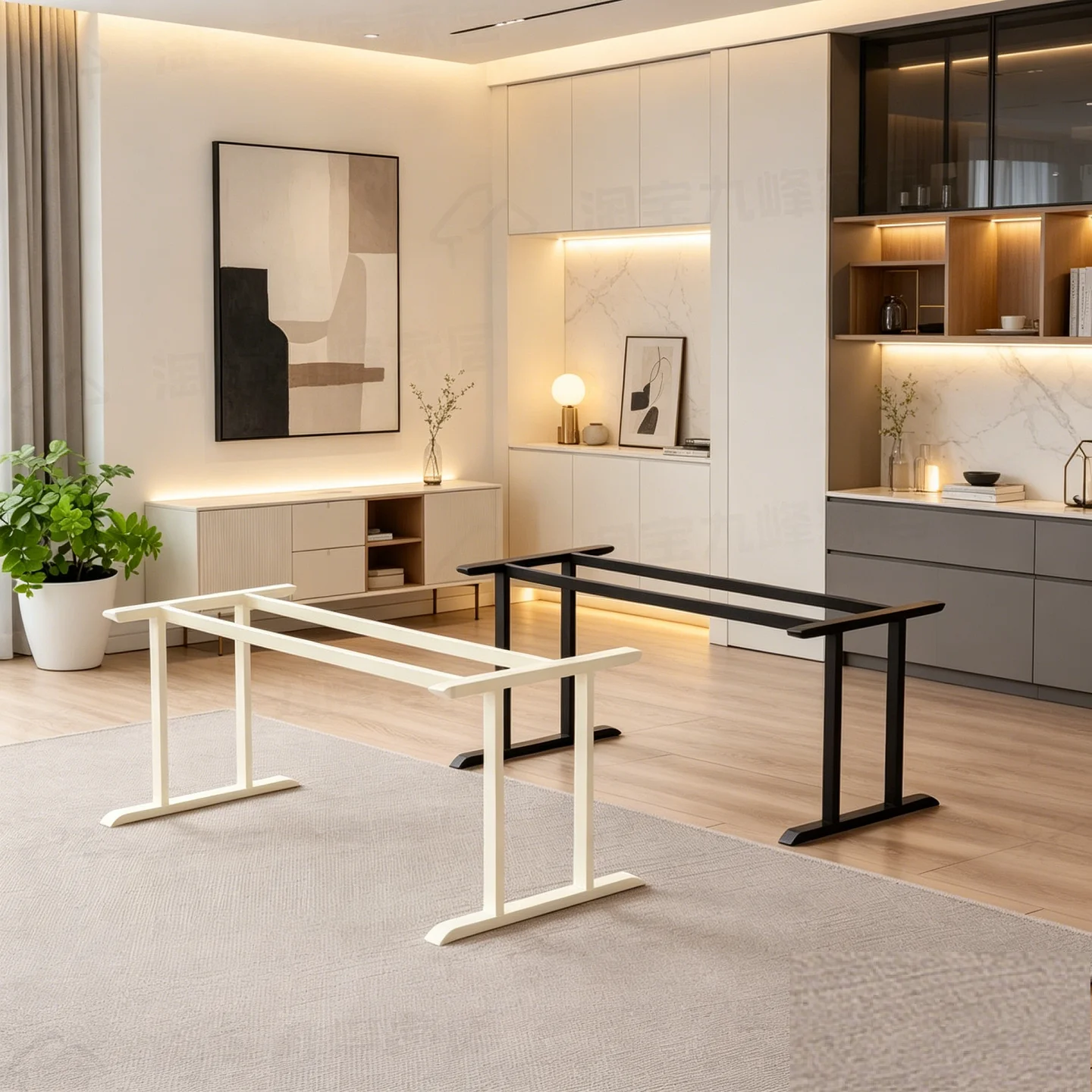 

Simple lifting metal table rack Thickened desk legs Double beam Computer table bracket Dining table leg rack Workbench rack