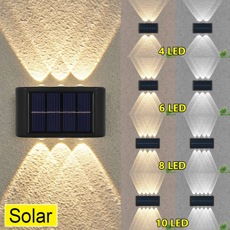 Outdoor Solar Wall Lamps LED Waterproof Up and Down Luminous Lighting Wall Lights Sunlight Powered Garden Decor Landscape Light