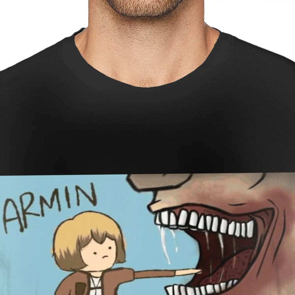 Armin Armout Funny AoT Comic T Shirts Men Cotton Crazy T-Shirts Crewneck Attack On Titan Eren Mikasa Anime Tee Shirt Short