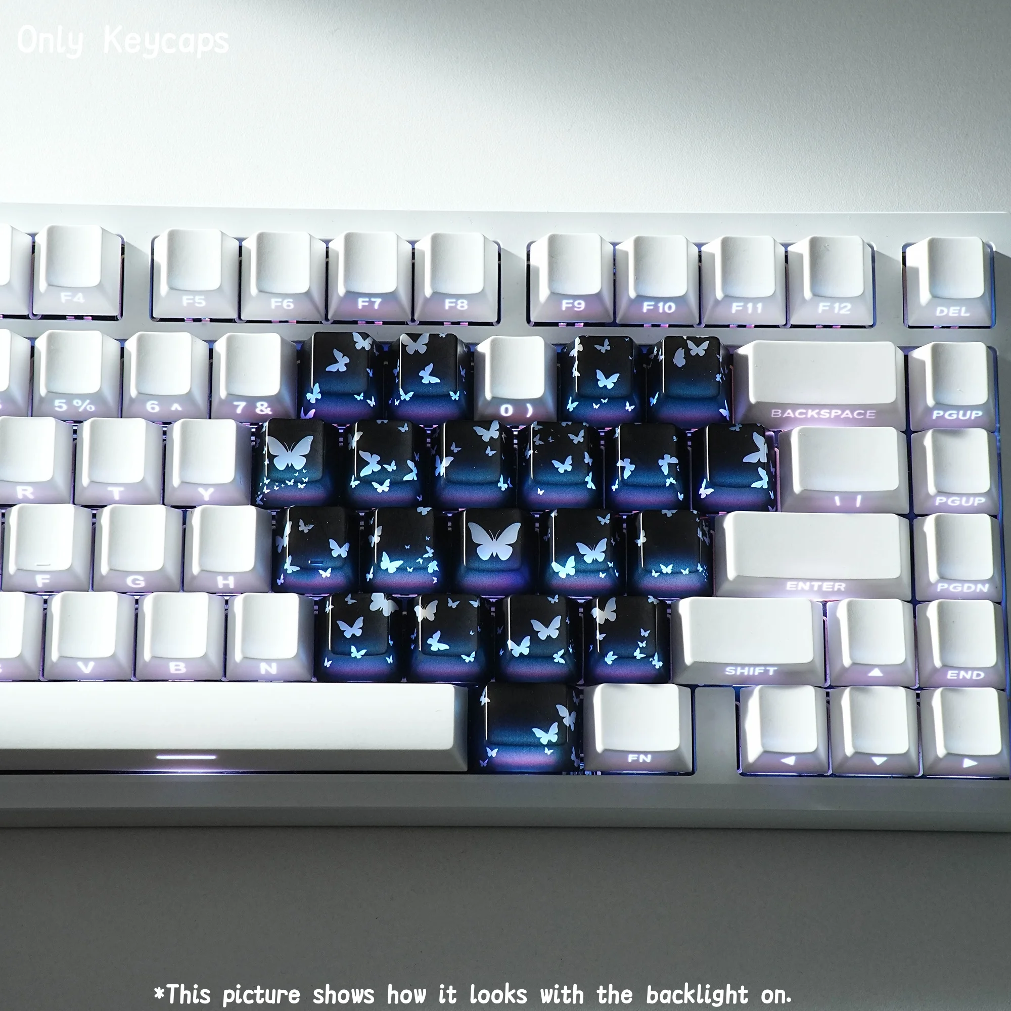 Butterfly Keycaps Heart Design IMD Process Translucent Keycaps 21 Keys For Mechanical Keyboard Wooting No Engraving Custom DIY