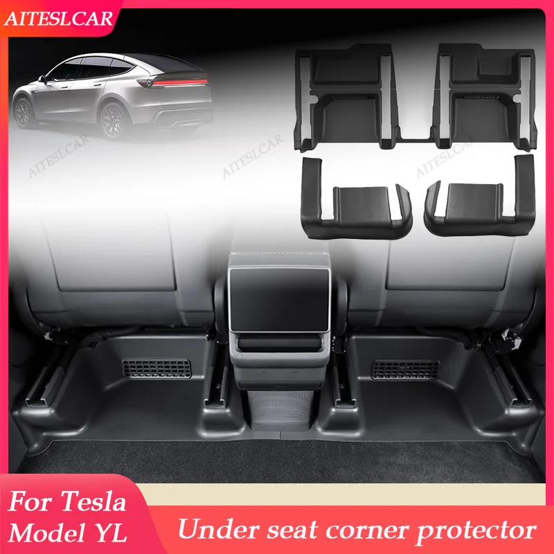 

2 4 6 Pcs For Tesla Model YL TPE Under Seat Corner Guard Seat Slide Rails Protector Cover Anti-Kick Decor Flocking Accessories