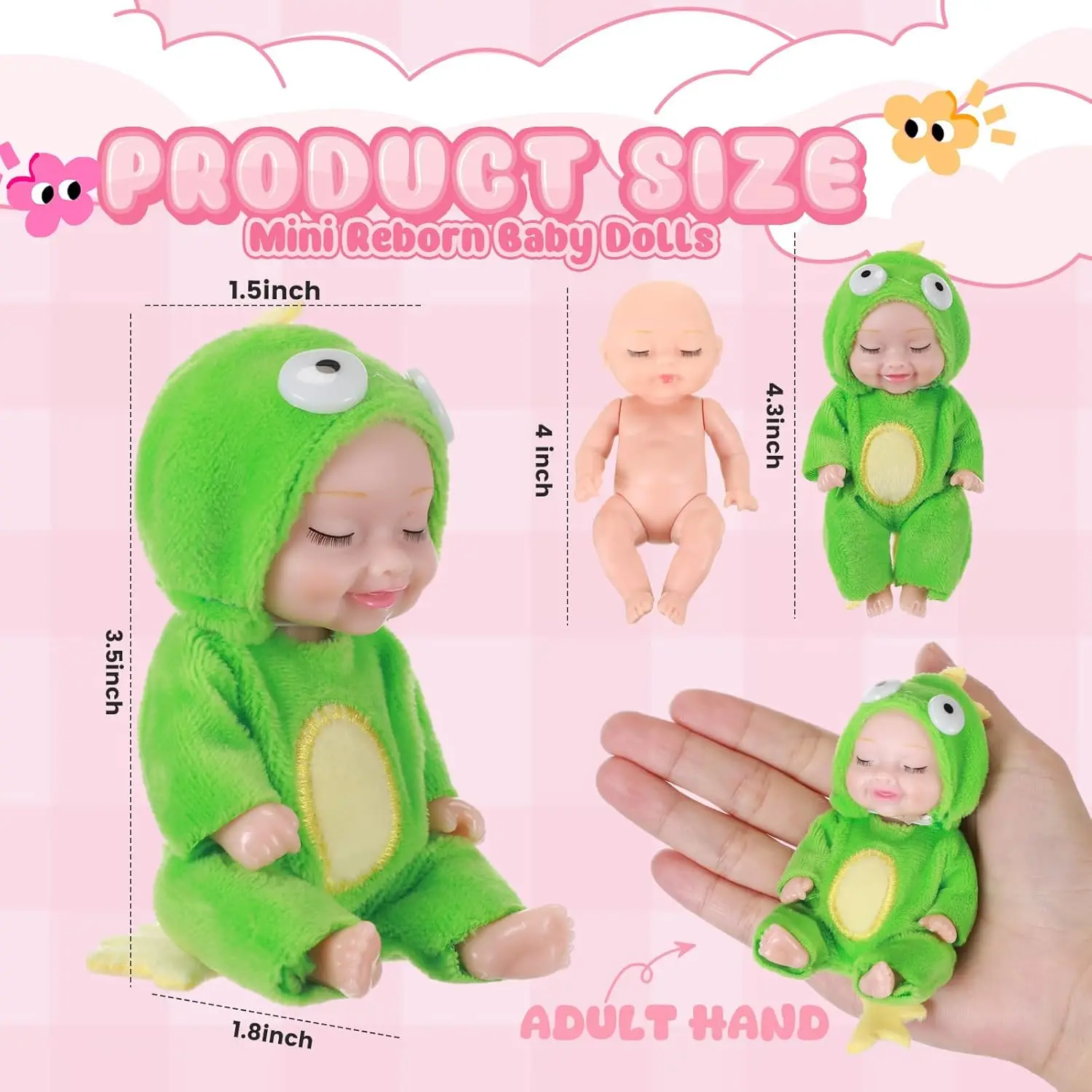 6 Piece Set Mini Baby Doll 4.6 Inch Easter Rebirth Simulation Baby Doll Birthday Bjd Doll Girl Christmas Birthday Gift Set Box