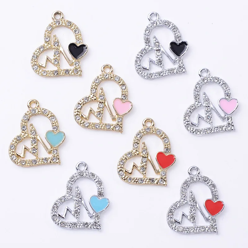 Creative Versatile Love Hollow Current Heartbeat Pendant Fashion Women's Clavicle Chain Earrings Earrings Alloy Accessories