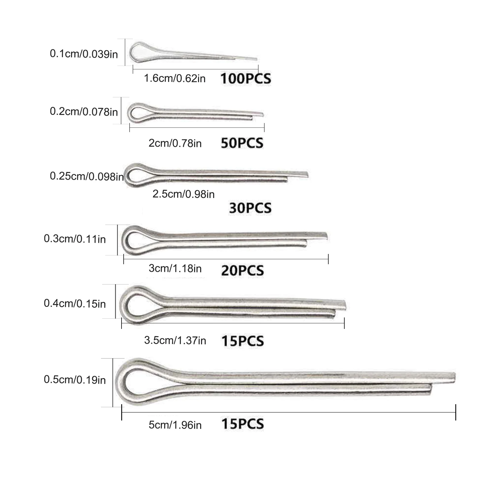 Cotter Pin Assortment 230 Piece Zinc Plated High-Quality Steel Split Pin Fastener Clips Kit Hair Pin Hitch Pin Clips Fastener