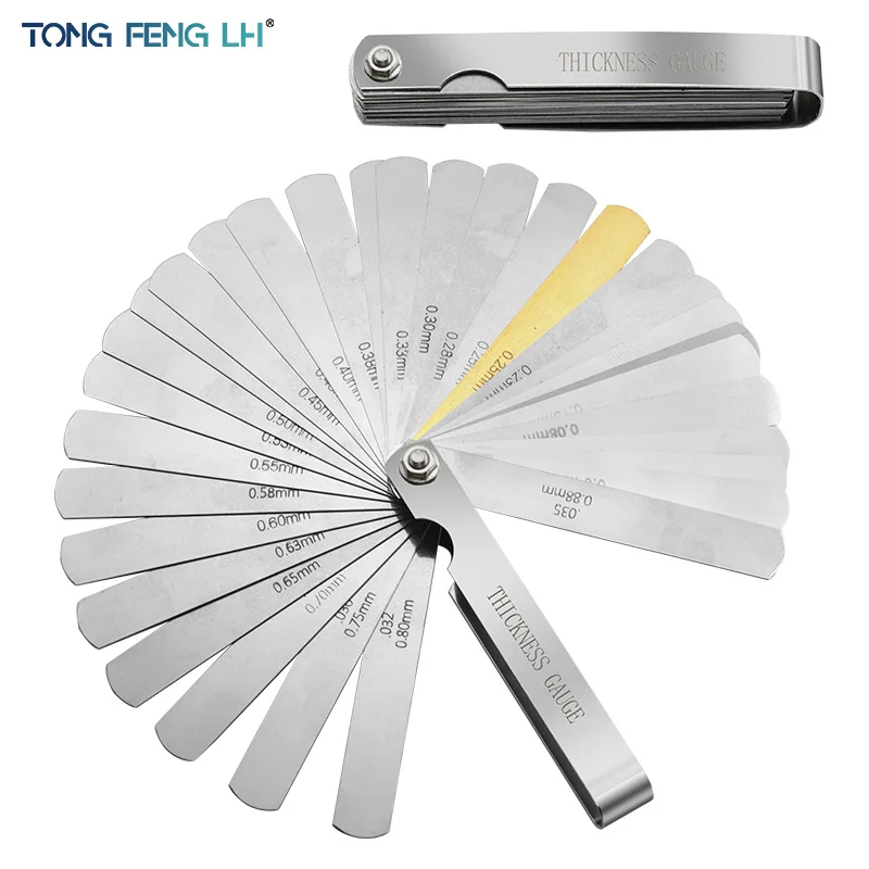 

New 32 Blades Feeler Gauge Metric Gap Filler 0.04-0.88 mm Thickness Gage For Measurement Tool,0015-.035 Copper Sheet