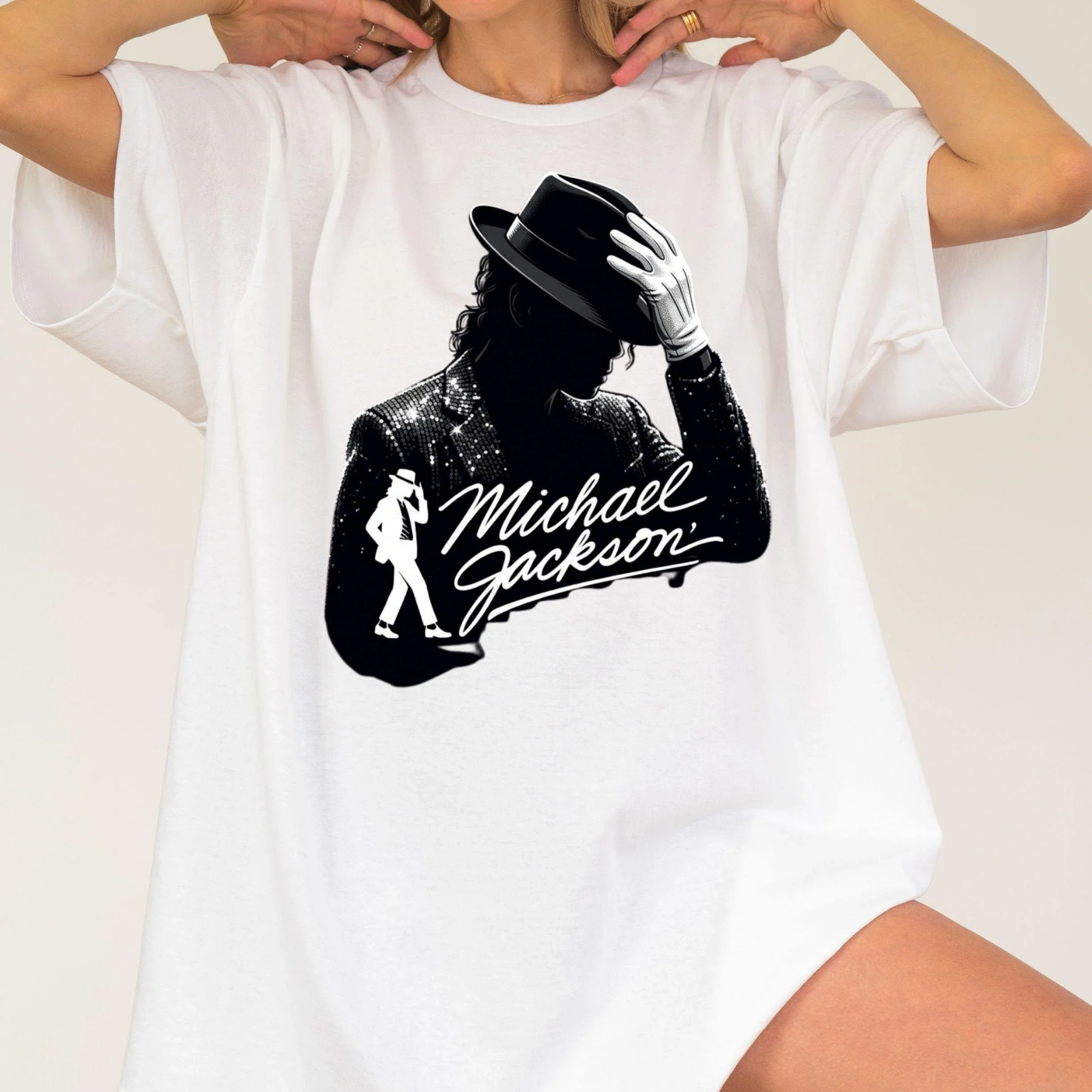 New Model Jackson Print Pattern Men's and Women's Versatile Y2K Trendy Loose Short-sleeved T-shirt, A Gift for Fans