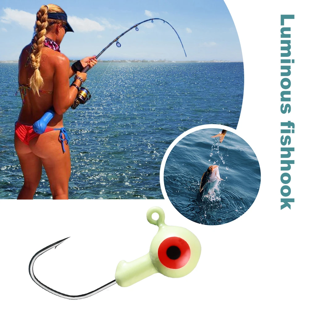 30 pz Amo Da Pesca Testa Jig Lure Luminoso Jig Testa Gancio Esca Viva 3D Occhi Simulazione Attrezzatura Da Pesca per la Pesca All'aperto