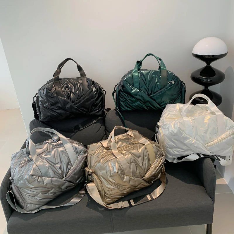 Bolsos De viaje De tela De hilo sólido con cremallera De empalme De alta capacidad para mujer, bolso De mano De moda, gran oferta, 2024