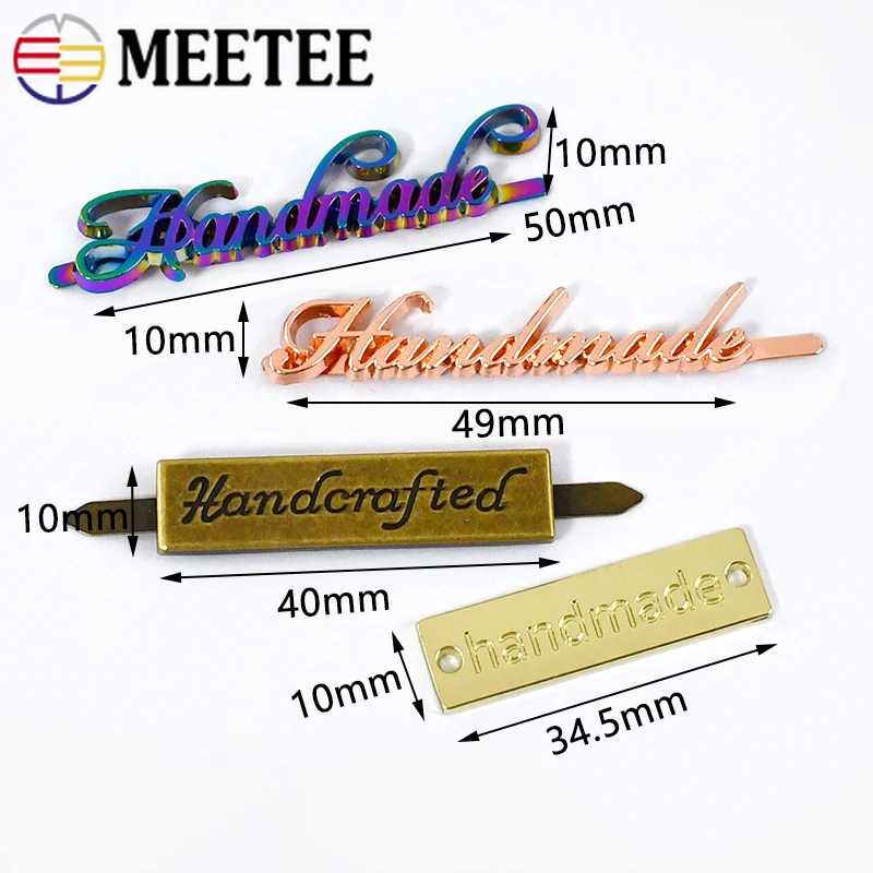 10/20pcs Meetee Metal Bag Labels Tag Handmade Handcrafted Decorative Buckle Clasp Purse Luggage DIY Sewing Hardware Accessories