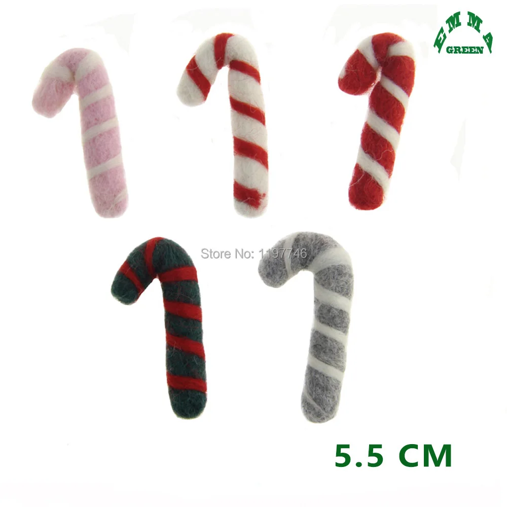 Christmas Pendants for Jewelry making Candy Canes Wool Felt Doll Charm 10pcs cute Woll Craft Ball Charms Handmade Pom Pom Charms