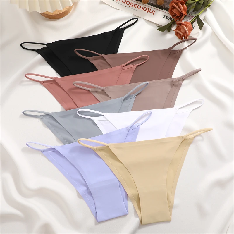 FINETOO 3PCS Seamless Panties Women Low Waist Briefs Sexy Stretch Bikini Underwear Ladies Comfortable Stretch G-string T-back