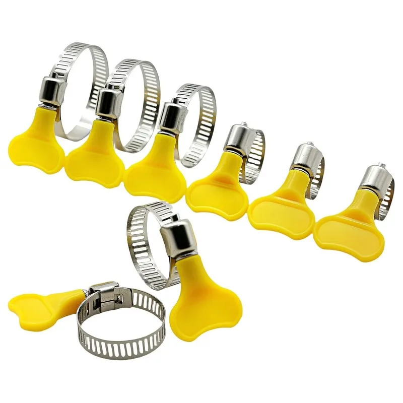 7 pcs 25-38mm Handle Pipe Clamps for Home Water Pipe Fixing, Stainless Steel Material, Adjustable Handle Lever