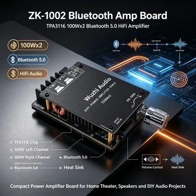 ZK-1002 TPA3116 100Wx2 Bluetooth 5.0 HiFi Amp Board for Home Theater