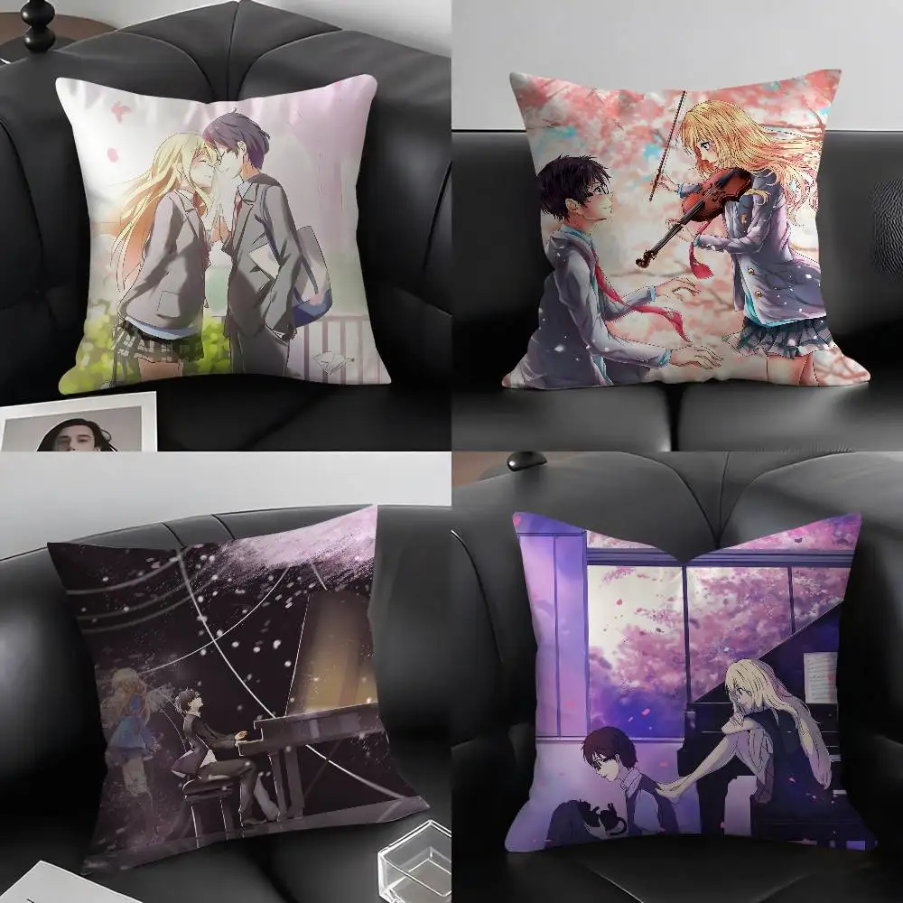 

Music Anime Y-Your Lie In AprilS Pillow Case Soft Plush Fabric Double Sided Print Decorative Home Living Room Gift Cushion Cover