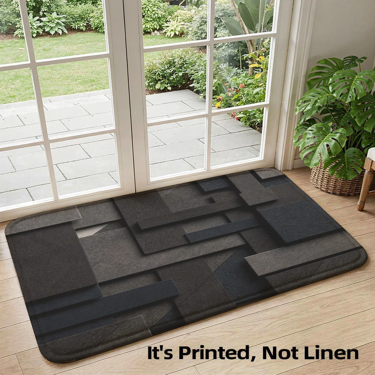 Abstract Geometric Charcoal Hallway Runner Rug Non Slip Modern Indoor Entrance Mat Carpet for Home Decor Utility