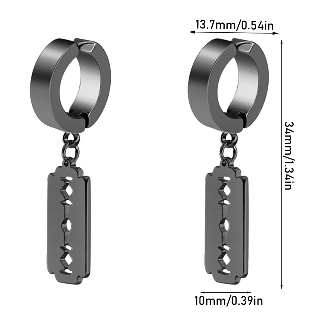 1Pair Stainless Steel Razor Blade Hoop Earrings for Men Women Punk Gothic Silver Gold Black Piercing Dangle Earring Jewelry Gift