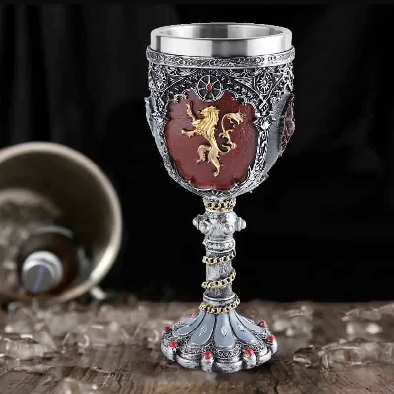 

Medieval Dragon Skull Beer Mugs Stainless Steel Resin Viking Red Wine Goblet Medieval Wine Cups Coffeeware teaware