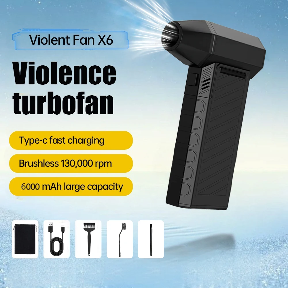 Handheld Vacuum Cleaner Brushless Motor 130,000 RPM X3 Violent Blower Mini Turbo Jet Fan Wind Speed 52m/s Dust Blower Dryer