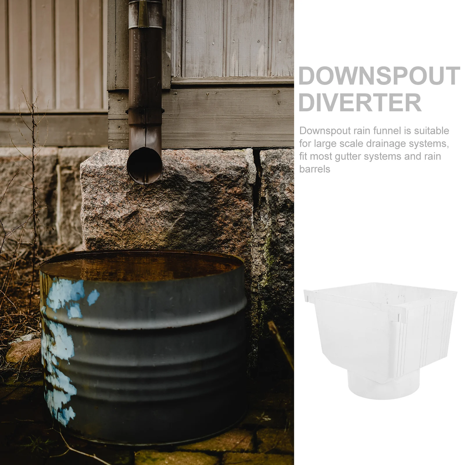 Водосточная труба, прочный разъем из ПВХ для системы сбора дождевых водостоков, эффективный дренажный адаптер для дождевой бочки