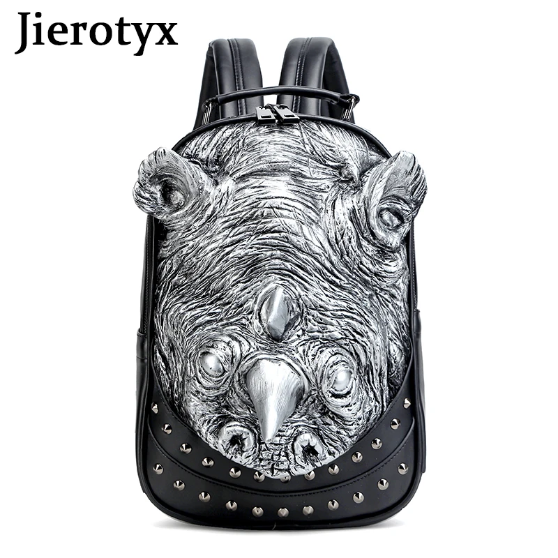 

JIEROTYX Embossed Waterproof Backpack for Women Steampunk Travel Bags Large Capacity School Bookbag College Student Retro Rivet