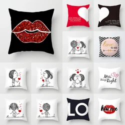 Home Decor Black and White Geometric Portrait Cushion Cover Living Room Sofa Office Pillow