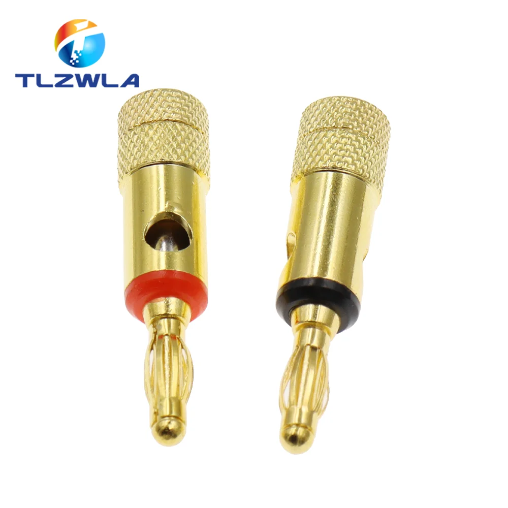 2PCS 24K Gold-Plated Musical Cable Wire Banana Plug Pro Audio Speaker Connector Plated Musical Speaker Pin Connector