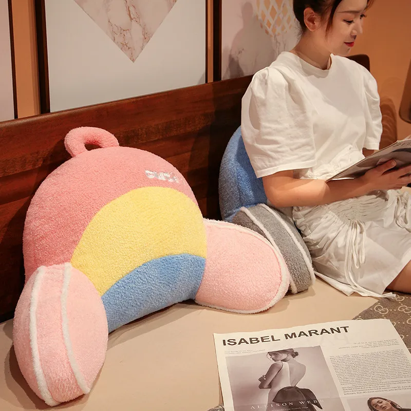 

Super Soft Rainbow Lumbar Support Pillow Sofa Couch Cushion Bed with Armrest Zipper Design Fully Filled Plush Pillow Dormitory