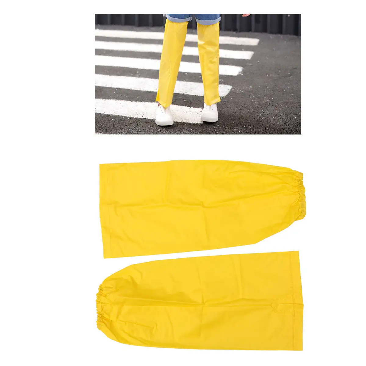 1Pair Yellow Waterproof Leg Gaiters Elastic Band Outdoor Use Leg Cover Water Resistant Rain Hiking Plastic Protective Cover