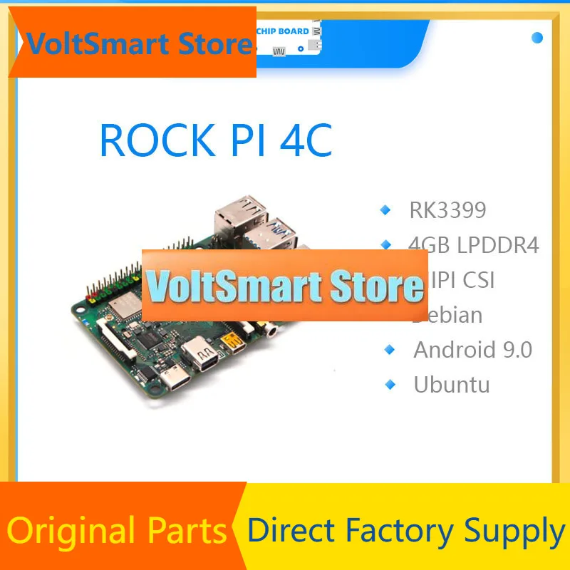 VoltSROCK PI 4C Rockchip RK3399 4GB LPDDR4 Mali T860MP4 SBC/Single Board Computer Compatible With Official Raspberry Pi Display