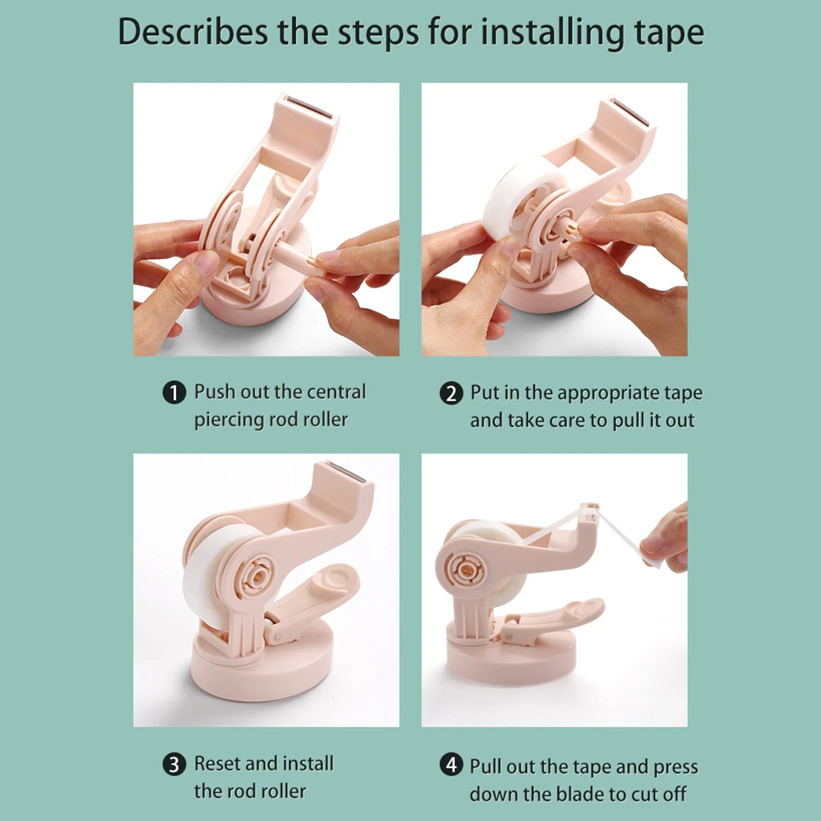 Desktop Tape Dispenser 20mm Width Tape Suction Cup Type Bottom Rotation Structure Tape Cutter Packing Sealing Boxes