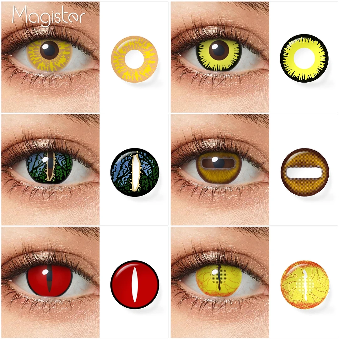 1 Pair Cosplay Color Contact Lenses White Black Blind Lens Anime Cosplay Eye Contacts Red Lenses Halloween Snake Eye Lens Yearly