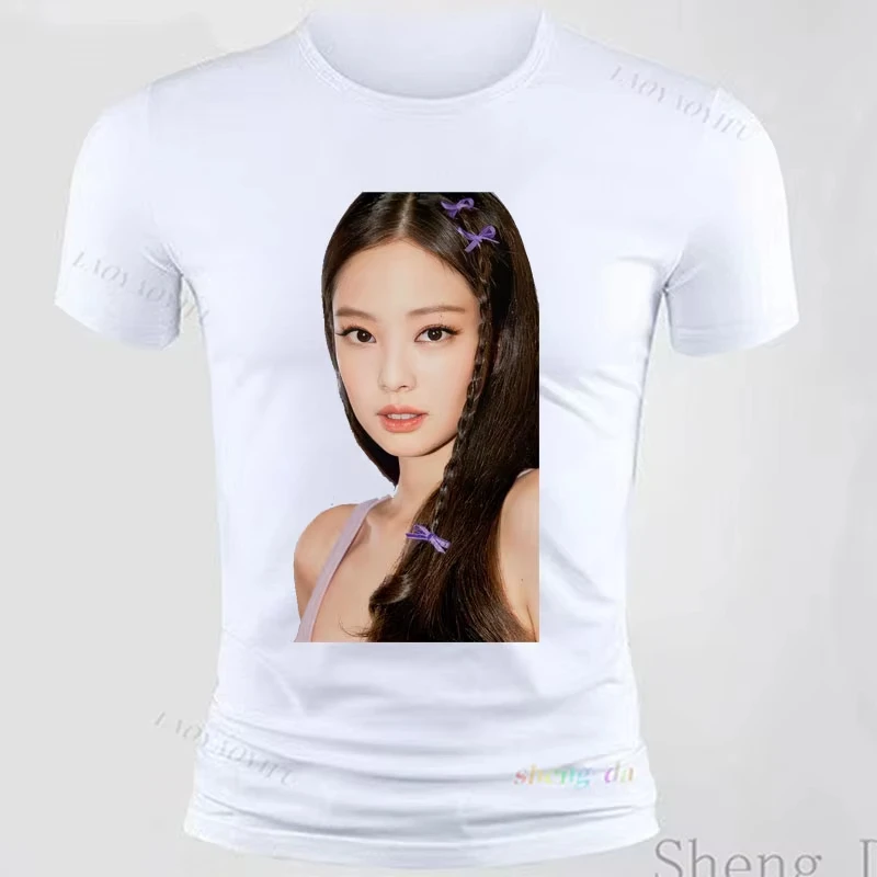 Jennie Kim Band T-Shirt Kpop Famous Singer Star New Fashion Graphic Tee Printed Popular Short Sleeve Shirts Fan Gifts Idea Tops