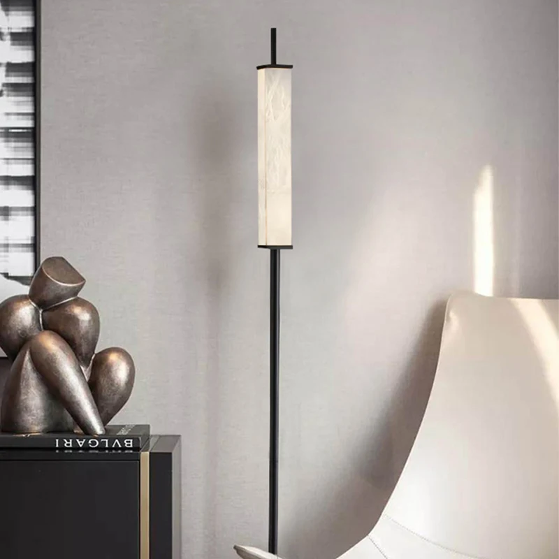 Postmodern Simples Marble Floor Lamp, Indoor Living Room Corner, Decorative Brass Floor Lamps, Nordic Hotel Bedroom