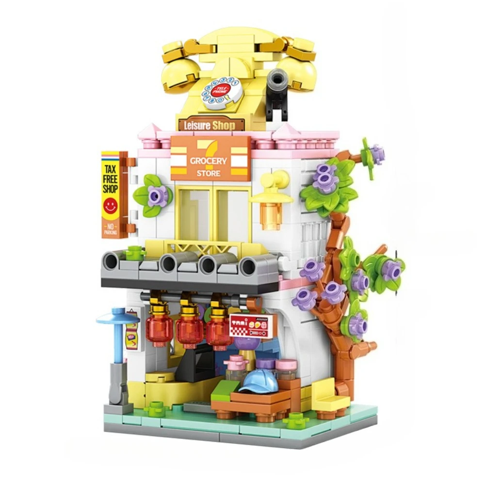 MOC 2026 New Grocery Shop Cabin Building Blocks Set Seaside Store Routine Daily Life DIY Toy For Children Birthday Holiday Gifts