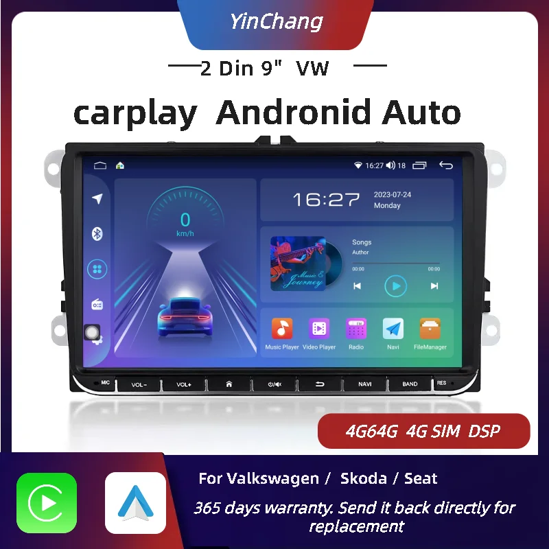 

Carplay 9inch 2 Din Android Car Radio GPS for VW Volkswagen Skoda Octavia Golf 5 6 Touran Passat B6 Polo Jetta Sharan Caddy Seat