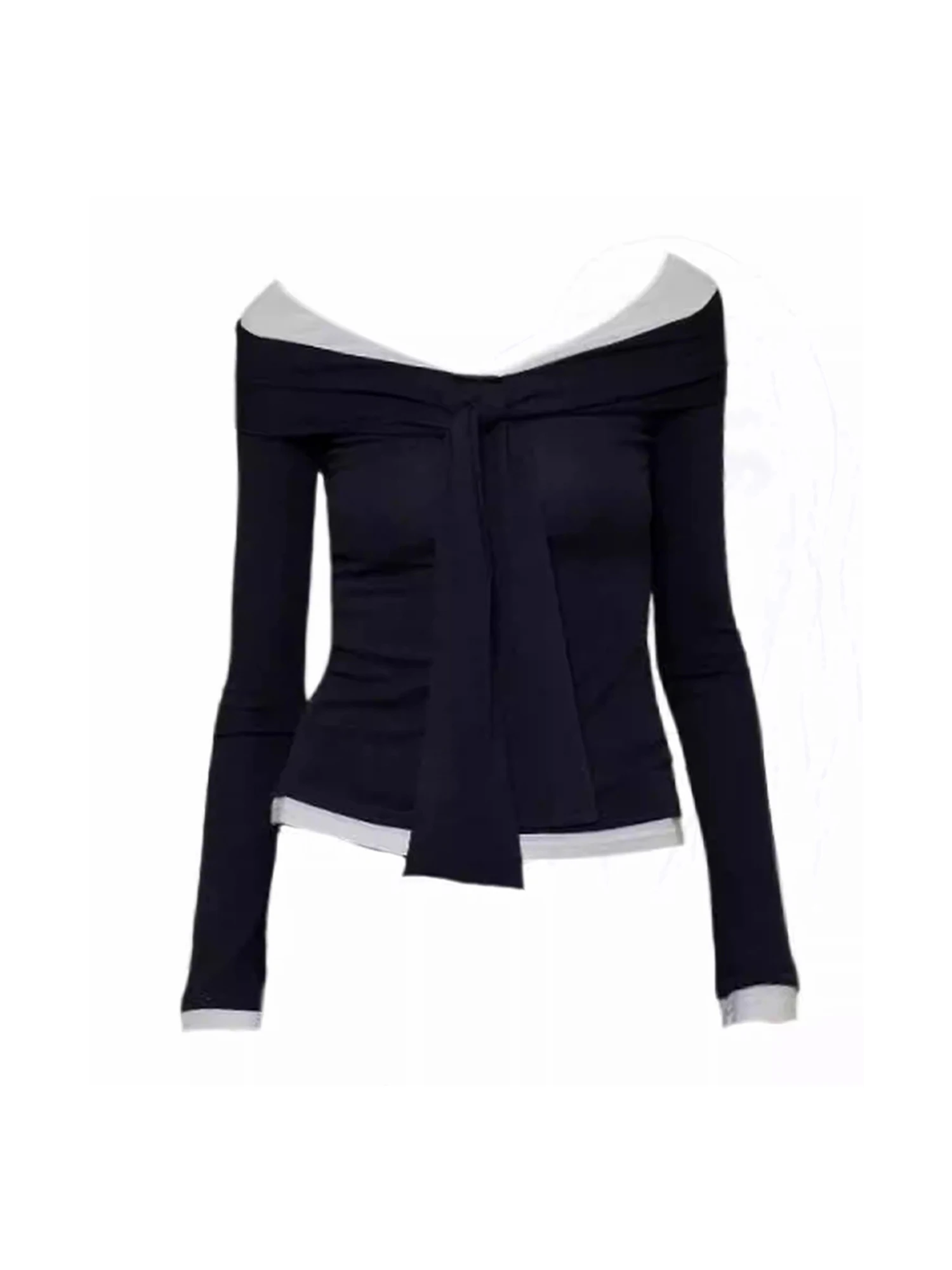 

Women's Black Gothic Slash Neck Y2k T-shirt Gyaru Tee Top Vintage 90s Aesthetic Long Sleeve T-shirts 2000s Fashion Clothes 2025